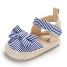 Load image into Gallery viewer, Newborn Infant Baby Summer Shoes Soft Crib Shoes Infants Anti-slip Striped Bowknot Pre Walker Sandals