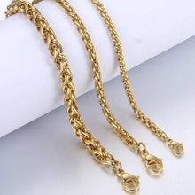 Load image into Gallery viewer, Women's Men's Bracelets Stainless Steel Bracelet Gold Color Wheat Link Chain Bracelet Jewelry Wholesale 7-11inch KBM138