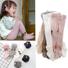 Load image into Gallery viewer, Children Bowknot Tights Cotton For Baby Girls Pantyhose Kids Infant Knitted Breathable Tights Soft And Warm Elastic Tight