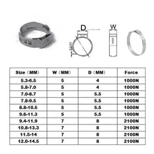 Load image into Gallery viewer, 10Pcs Single Ear Stainless Steel Hydraulic Hose Clamps Fuel Air Water Pipe Hose O Clips Train Boat Ship Auto Car Accessories