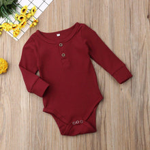 Load image into Gallery viewer, Newborn Infant Baby Girl Boy Ribbed Bodysuit Ruffle Long Sleeve One-Pieces Solid Jumpsuit Outfits For Girls