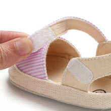 Load image into Gallery viewer, Newborn Infant Baby Summer Shoes Soft Crib Shoes Infants Anti-slip Striped Bowknot Pre Walker Sandals