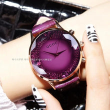 Load image into Gallery viewer, HK GUOU Brand Quartz Lady Watch Rhinestone Waterproof Women's Watch Genuine Leather Upscale Large Dial Luxury Gift Wristwatches