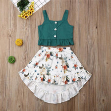 Load image into Gallery viewer, Stilish 2Pcs Baby Girl Toddler Dress For Baby Girl with Ruffle Tops Floral Dress Set In Modern Flower Interetsing Design For Girls Kids
