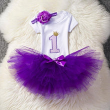 Load image into Gallery viewer, Baby First Birthday Outfits Tutu Tulle for 1 Year Party Fluffy Pink Communion Toddler Christening Gown Dresses For Girls