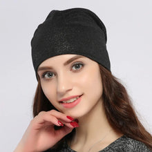 Load image into Gallery viewer, Geebro Spring Women's Bronzing Black Beanies Hat Casual Slouchy Beanie for Girls Metallic Color Skullies Cap Bonnet For Female