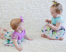 Load image into Gallery viewer, Summer Princess Floral Romper Dress For Baby Girl with Lace Sleeve+Headband For Little Princess