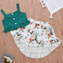 Load image into Gallery viewer, Stilish 2Pcs Baby Girl Toddler Dress For Baby Girl with Ruffle Tops Floral Dress Set In Modern Flower Interetsing Design For Girls Kids