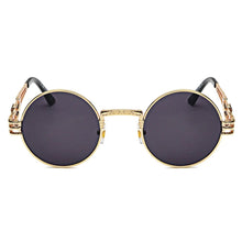 Load image into Gallery viewer, Peekaboo vintage retro gothic steampunk mirror sunglasses gold and black sun glasses vintage round circle men UV gafas de sol