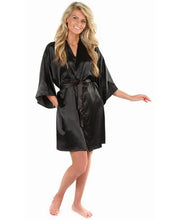 Load image into Gallery viewer, New Black Chinese Women's Faux Silk Robe Bath Gown Hot Sale Kimono Yukata Bathrobe Solid Color Sleepwear S M L XL XXL NB032