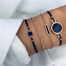 Load image into Gallery viewer, Bohemian Black Beads Chain Bracelets Bangles For Women Fashion Heart Compass Gold Color Bracelets Sets Luxury Jewelry Gifts