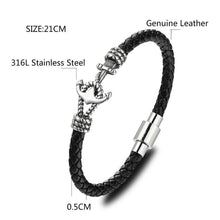 Load image into Gallery viewer, Modern Design Popular Black Leather Anchor Luxury Bracelet For Men Stainless Steel Leather Bracelet Elegant And Couple Bracelet