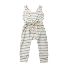 Load image into Gallery viewer, Newborn Baby Girl Boy Backless Striped Ruffle Romper Overalls Jumpsuit Clothes In Retro Syle For Boys And Girls