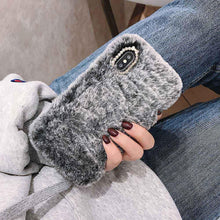 Load image into Gallery viewer, Fashion Lady Gift Case for iPhone 14 13 12 XS Max XR X 11 Pro Max SE Furry fluffy Warm Cover for iPhone 6 7 8 Plus Phone Case Fashion Fluffy Fur Protective Back Cover