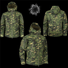 Load image into Gallery viewer, Men's Camouflage Tactical Jacket Green Camouflage Water Resistant Jacket Waterproof Windbreaker Hooded Jackets Ski Jacket Warm Winter Coats Men Soft Winter Hooded Coat Hiking Clothes