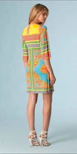 Load image into Gallery viewer, EFATZP Autumn Brand Jersey Silk Dress Women's 3/4 Sleeves Colorful Geometric Print Knee Length Dress