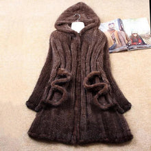 Load image into Gallery viewer, New Natural Mink Fur Winter Coat Women's Long-sleeve Top Fashion All-match Knitted Mink Coat Free shipping