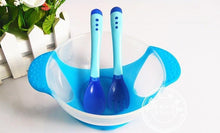 Load image into Gallery viewer, 3Pcs Set Baby Dishes With Suction Cup Assist Food Bowl Temperature Sensing Spoon Baby Tableware Baby Utensils Spoon+Fork