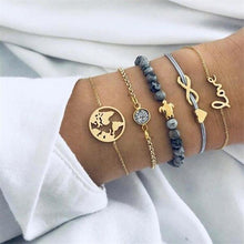 Load image into Gallery viewer, Luxury Modern Gold Crystal Circle Arrow Bracelets Set for Women In Bohemian Pink Opal Adjustable Charm Bracelet Jewelry Style for Women and Ladies