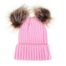 Load image into Gallery viewer, Fashion Parent-child Caps Cute Infant Baby Pom Pom Cap Winter Double Fur Ball Hat Baby Mom Warm Knitted Hat