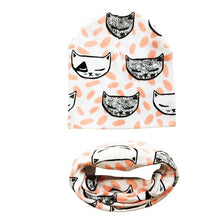 Load image into Gallery viewer, Modern Children Girls Cartoon Sheep Printing Cotton Hat and Scarf Animal Pattern Kids Caps Baby Beanie