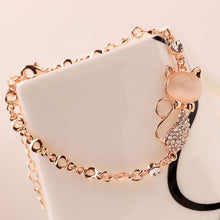 Load image into Gallery viewer, New Rose Gold Alloy Elegant Lovely Cat Bracelets Luxury For Women Femme Children Girl Gift Jewelry Charms Crystal Opals Rhinestone Bangle Chain