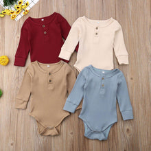 Load image into Gallery viewer, Newborn Infant Baby Girl Boy Ribbed Bodysuit Ruffle Long Sleeve One-Pieces Solid Jumpsuit Outfits For Girls
