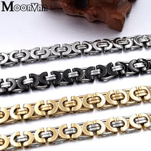 Load image into Gallery viewer, Moorvan Stainless Steel Men Jewelry Set Fashion Egypt Byzantine Bracelet Necklace Sets 11mm Width Jewellery for Women's Man's