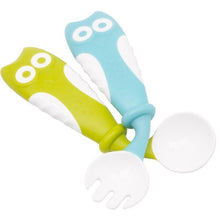 Load image into Gallery viewer, Baby Own Spoon and Fork Set With Travel Safe Case Toddler Babies Children Feeding Training Spoon Easy Grip Heat-Resistant Spoon