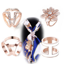 Load image into Gallery viewer, Fashion Retro Hollow Owl Tube Scarf Buckle Brooches Crystal Scarf Brooch Cross Wedding Brooch Women's Gifts Wholesale Jewelry