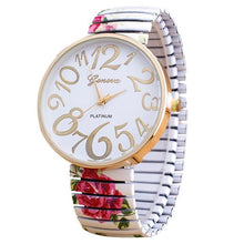 Load image into Gallery viewer, Watch Beautiful Flowers Print Design Luxury Women Elasticity Shrink Bracelet Quartz Wrist Watch For Women Ladies and Girls