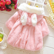 Load image into Gallery viewer, Baby Girls Jackets Cute Hooded Princess Warm Kids Fur coat children's outerwear For Girls Modern Cotton Coat For Baby and Kids