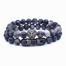 Load image into Gallery viewer, Classic Vintage Elegant Lion Head and Luxury Crown Charm Bracelet Natural Lava Stone Beads Amazing Bracelet Great For Men Fashion Jewelry