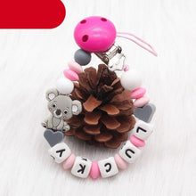 Load image into Gallery viewer, Modern Handmade Personalized Name Baby Pacifier Clips Silicone Pacifier Chain Wood Pacifier Holders For Pacifier For Baby Kids