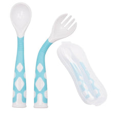 Load image into Gallery viewer, Baby Own Spoon and Fork Set With Travel Safe Case Toddler Babies Children Feeding Training Spoon Easy Grip Heat-Resistant Spoon