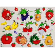 Load image into Gallery viewer, Kid Early Educational Table With Shapes of Vegetables and Animals Baby Hand Grasp Wooden Puzzle Toy Alphabet And Digit Learning Education Child Wood Toy