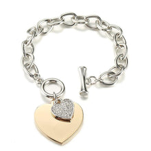 Load image into Gallery viewer, Gold Love Heart Charm Bracelets For Women Accessories Silver Color Link Chain Bracelets & Bangles Trendy Jewelry Design