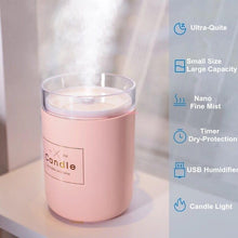 Load image into Gallery viewer, 280ML Ultrasonic Air Humidifier Candle Romantic Soft Light USB Essential Oil Diffuser Car Aroma Mist Maker