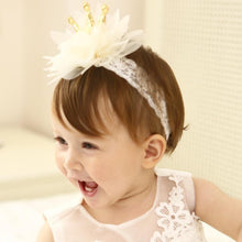 Load image into Gallery viewer, New Pink And Beige Crown Flowers Hairbands Girls Headbands Elastic Hair Band Kids Hair Accessories For Baby Girls