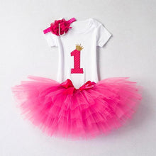 Load image into Gallery viewer, Baby First Birthday Outfits Tutu Tulle for 1 Year Party Fluffy Pink Communion Toddler Christening Gown Dresses For Girls