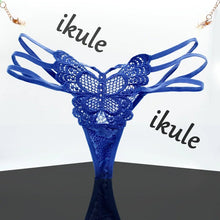 Load image into Gallery viewer, New G String Sexy women's underwear butterfly embroidery transparent sexy panties Thong female lace temptation low-waist briefs