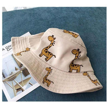 Load image into Gallery viewer, Modern Children's Bucket Hats Cartoon giraffe Sun Hat Girls Boys Outdoor Beach Hat Camping Fishing Cap For Girls and Boys