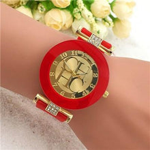 Load image into Gallery viewer, STEVVEX simple leather Casual Quartz Watch Women Crystal Silicone Watches Wrist Watch For Women and Girls Coffee