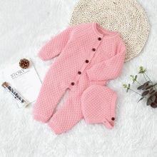 Load image into Gallery viewer, Handmade Girls Romper Knitted Newborn Baby Clothes Romper With Hat Infant Toddler Jumpsuit For Boys And Girls Warm Jumpsuit For Winter