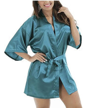 Load image into Gallery viewer, New Black Chinese Women's Faux Silk Robe Bath Gown Hot Sale Kimono Yukata Bathrobe Solid Color Sleepwear S M L XL XXL NB032