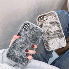 Load image into Gallery viewer, Fashion Lady Gift Case for iPhone 14 13 12 XS Max XR X 11 Pro Max SE Furry fluffy Warm Cover for iPhone 6 7 8 Plus Phone Case Fashion Fluffy Fur Protective Back Cover