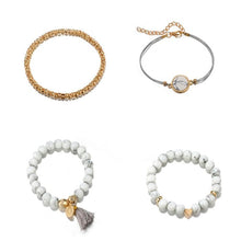 Load image into Gallery viewer, Handmade Stone Bohemian Heart Beads Tassel Layered Bracelet Set for Women Handmade Chains Rope Adjustable Bangle Set Anklet For Ladies and Women