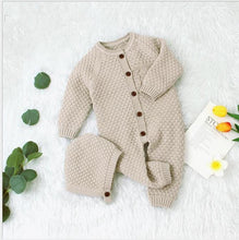 Load image into Gallery viewer, Handmade Girls Romper Knitted Newborn Baby Clothes Romper With Hat Infant Toddler Jumpsuit For Boys And Girls Warm Jumpsuit For Winter