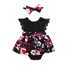 Load image into Gallery viewer, Luxury New Trend Newborn Baby Infant Girl Romper Tutu Dress Headband Floral Outfits Party Dress In Flowers Interesting Design With Bow