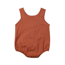 Load image into Gallery viewer, Modern Retro Summer Newborn Baby Girl / Boy Sleeveless Button Bodysuit Outfits Set Romper In elegant Deisgn